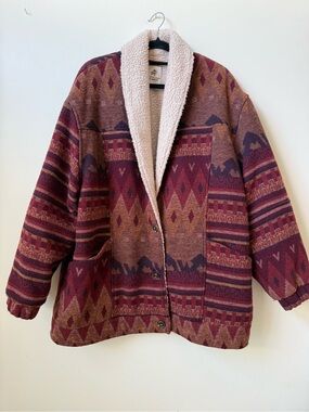 PULL & BEAR blanket Sherpa coat *Rare* cute Aztec cozy jacket UK brand